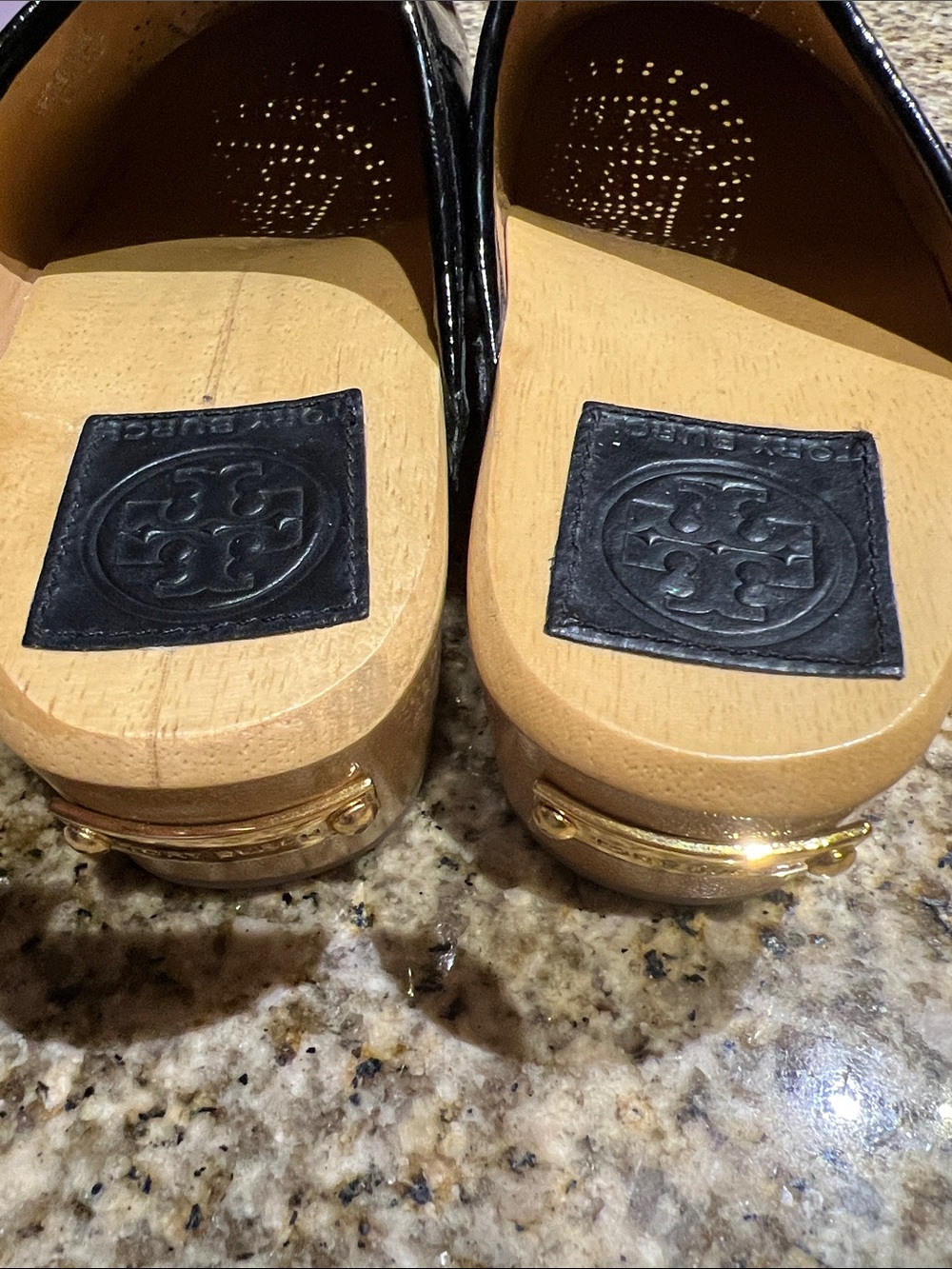 Tory Burch Black Patent Leather Studded Clogs - Picture 9 of 12